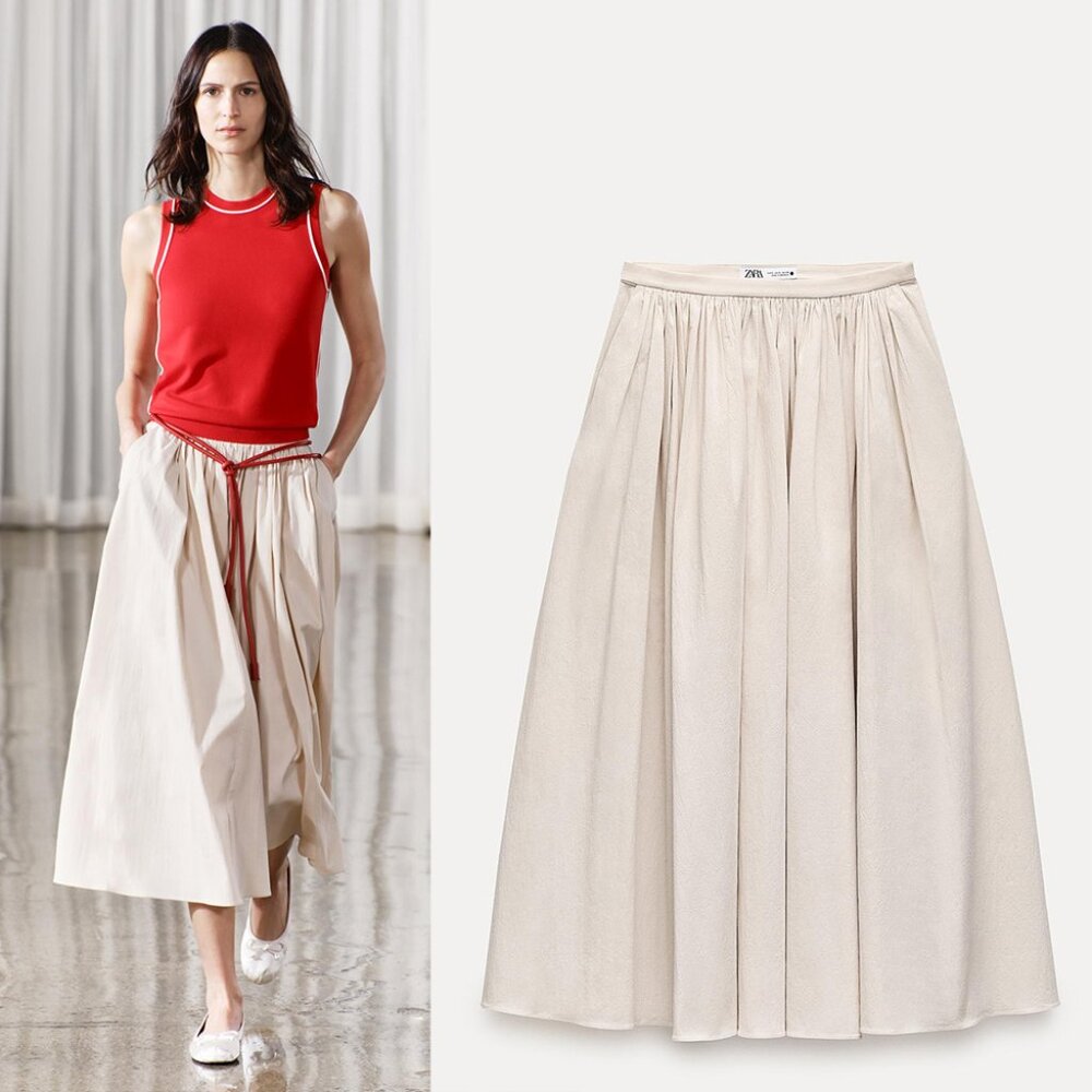 NEW ZARA ruffly ecru 2252 skirt size L